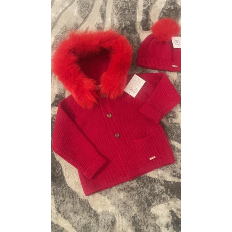 AW21 Rahigo Red  Fur Hood Coat 21272 R