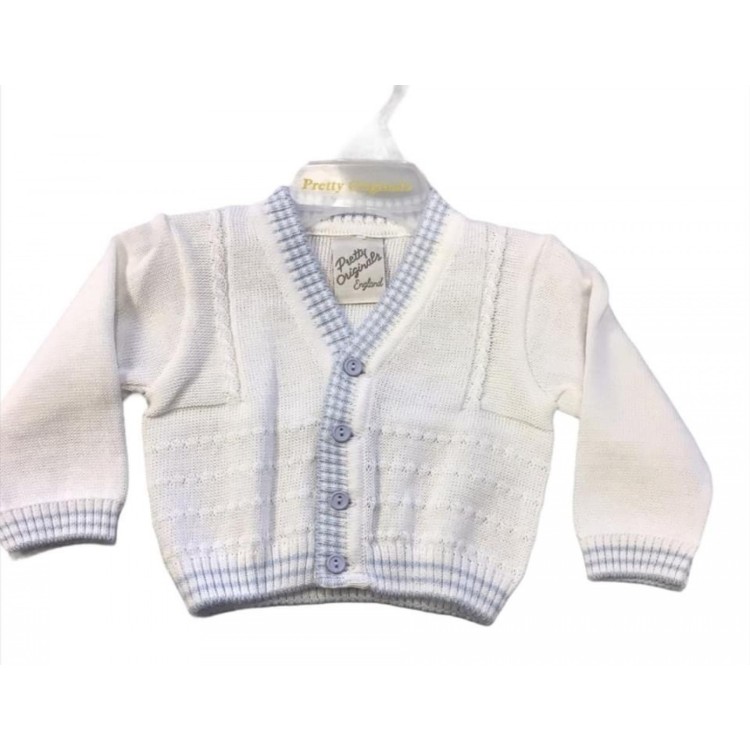Pretty Originals White and Blue Knitted Cardigan 3090