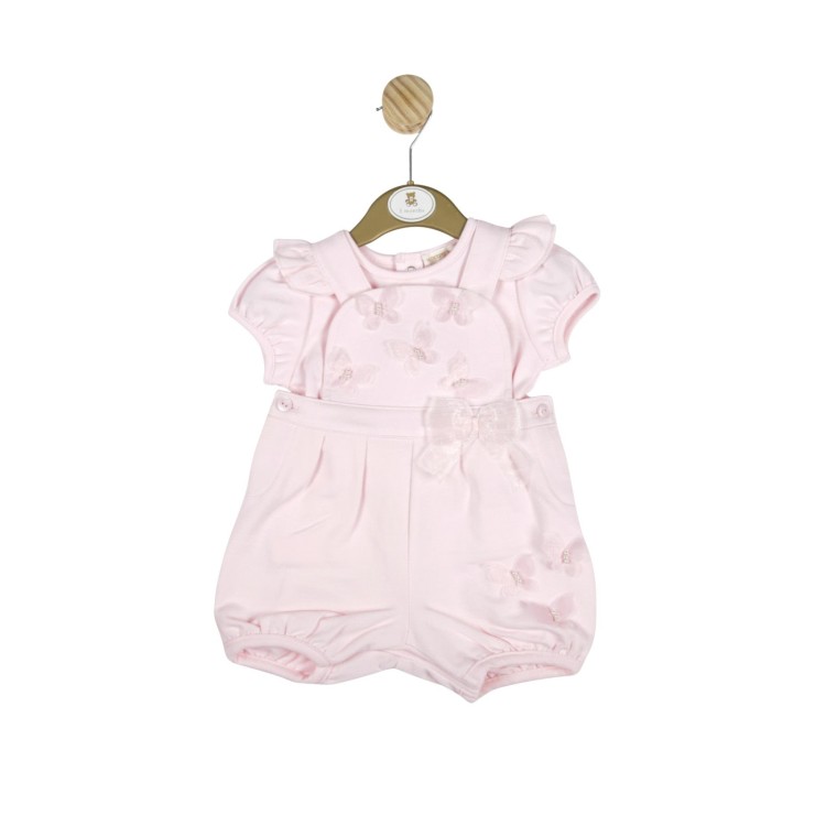 SS22 Mintini Pink Dungaree Suit with Tulle Trim 4786