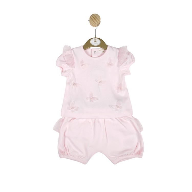 SS22 Mintini Pink Shortssuit with Tulle Trim 4788