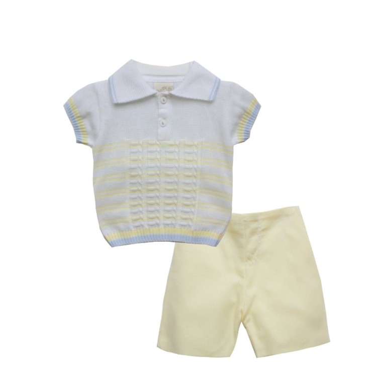 SS22 Pretty Originals  Yellow/white/ Blue Jumper with Blue Shorts. 6185