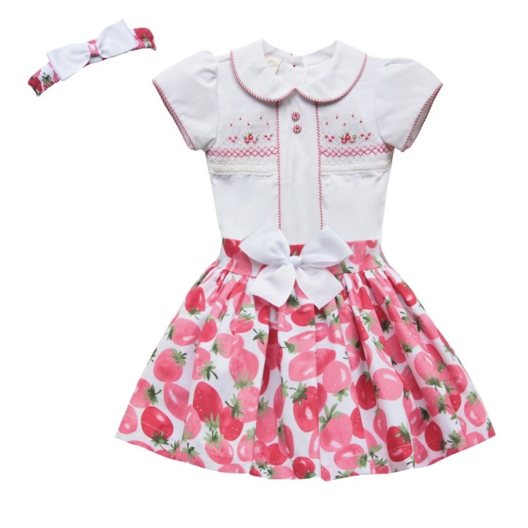 SS22 Pretty Originals Strawberry Pattern Skirt Suit. 01306