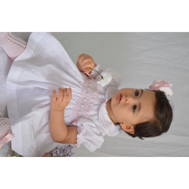 SS22 Pretty Originals White and Pink Smocked dress 2183